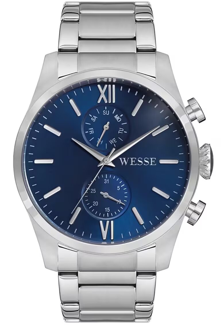 Wesse Ceas barbatesc WWG205305 - curea din otel - 46mm - albastru/argintiu - rezistent la apa 5 ATM