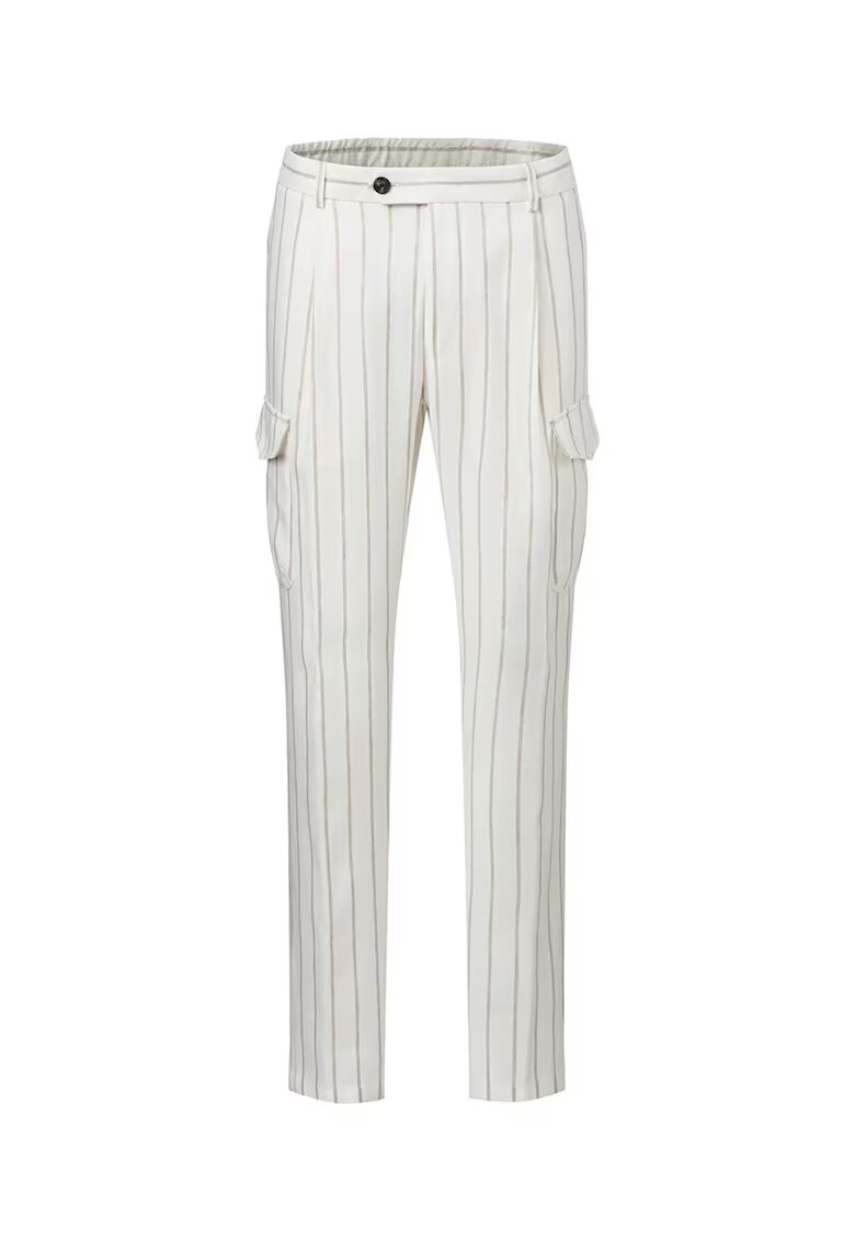 Windsor Pantaloni cargo regular fit - cu elastic în talie și imprimeu în dungi - Bej