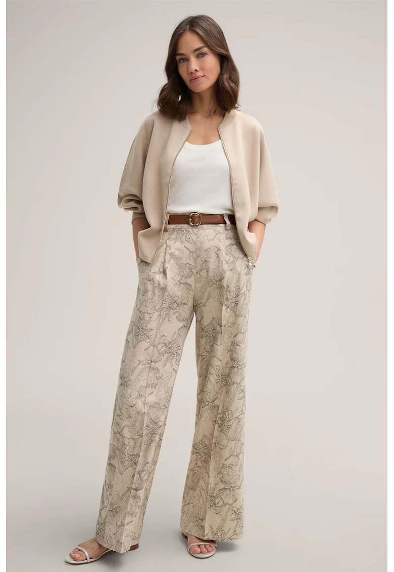 Windsor Pantaloni largi cu talie înaltă și imprimeu floral - Bej