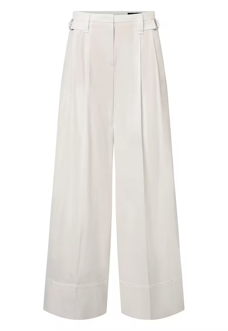 Windsor Pantaloni wide leg cu curele latelare reglabile - Alb