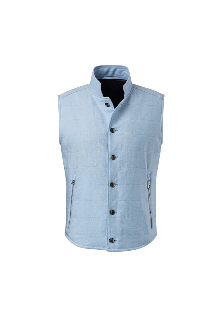 Windsor Vestă regular fit cu buzunare frontale și închidere prin nasturi - Albastru deschis