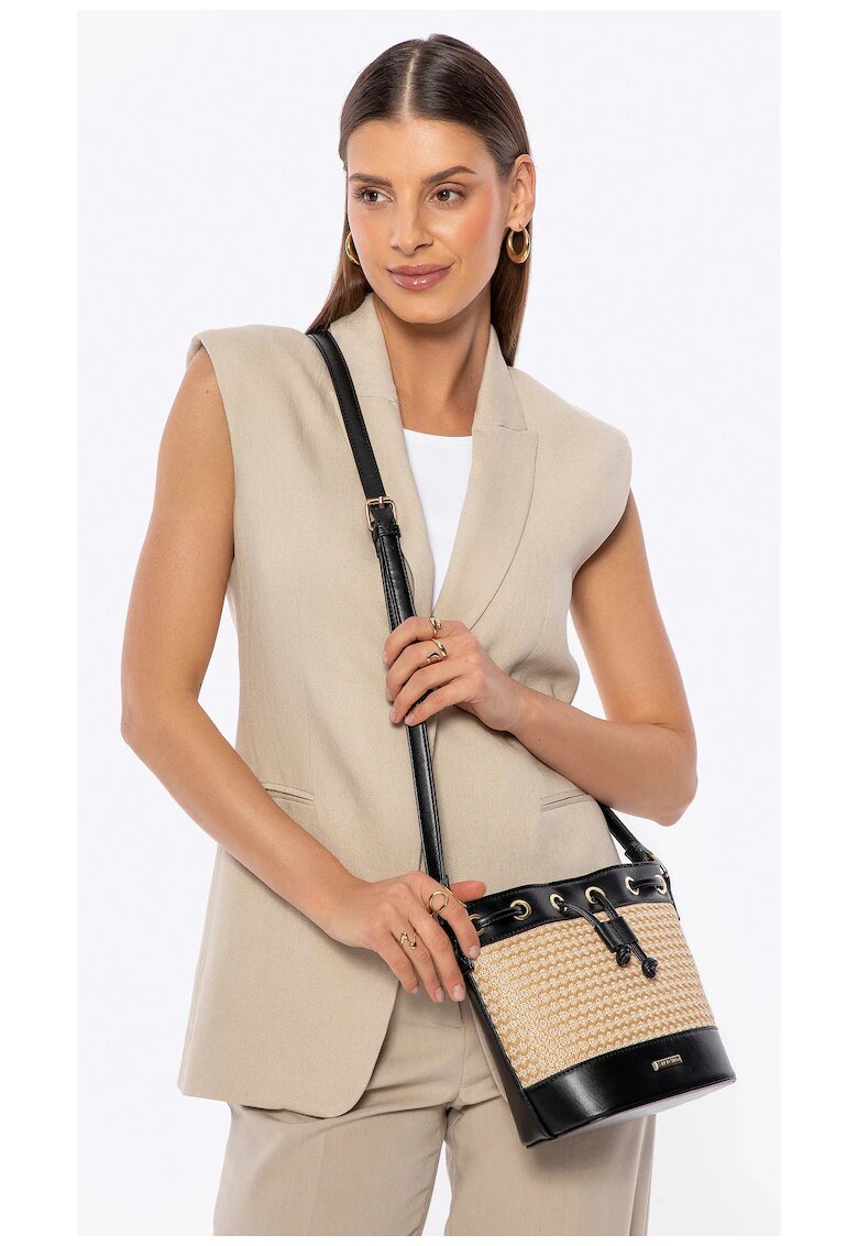 Wittchen Geanta dama tip sac poliuretan - decorativa - negru-bej - 30x40cm