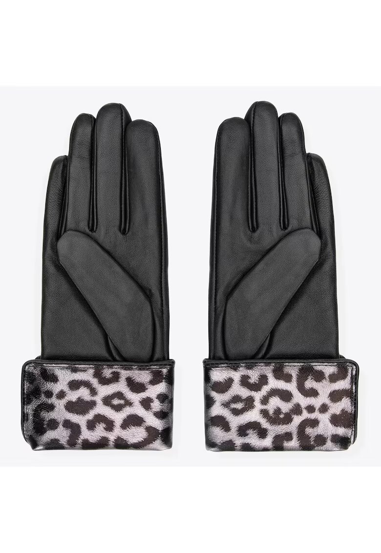 Wittchen Manusi de dama din piele naturala cu imprimeu leopard - negre - piele naturala - negru