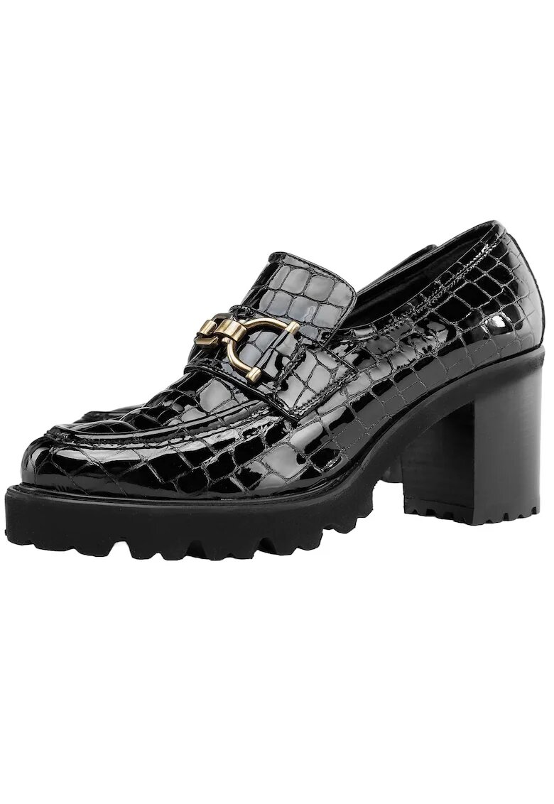 Wittchen Mocasini dama - toc gros - piele lacuita - negru