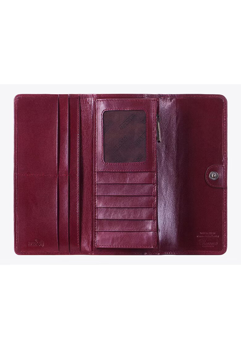 Wittchen Portofel dama din piele lacuita - 9 -5x19cm - cu protectie pentru carduri - bordou.