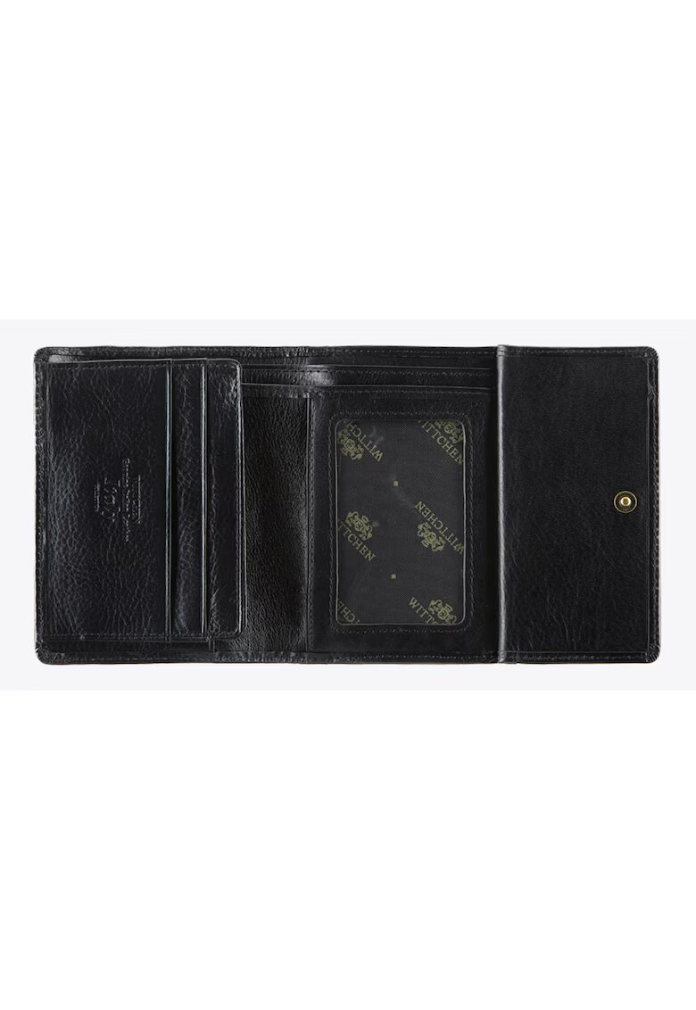 Wittchen Portofel dama piele naturala - 9 -5x12cm - negru-auriu - cu compartimente pentru bancnote si carduri