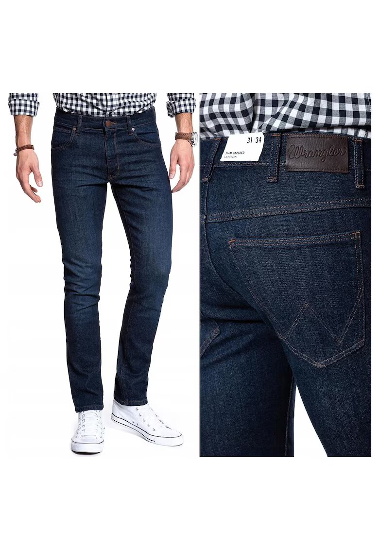 Wrangler Blugi Barbati - Larston - W27-L32 - 100% Bumbac - Fermoar - Lungi - Talie Joasa - 5 Bunzuare - High-Quality - Albastru