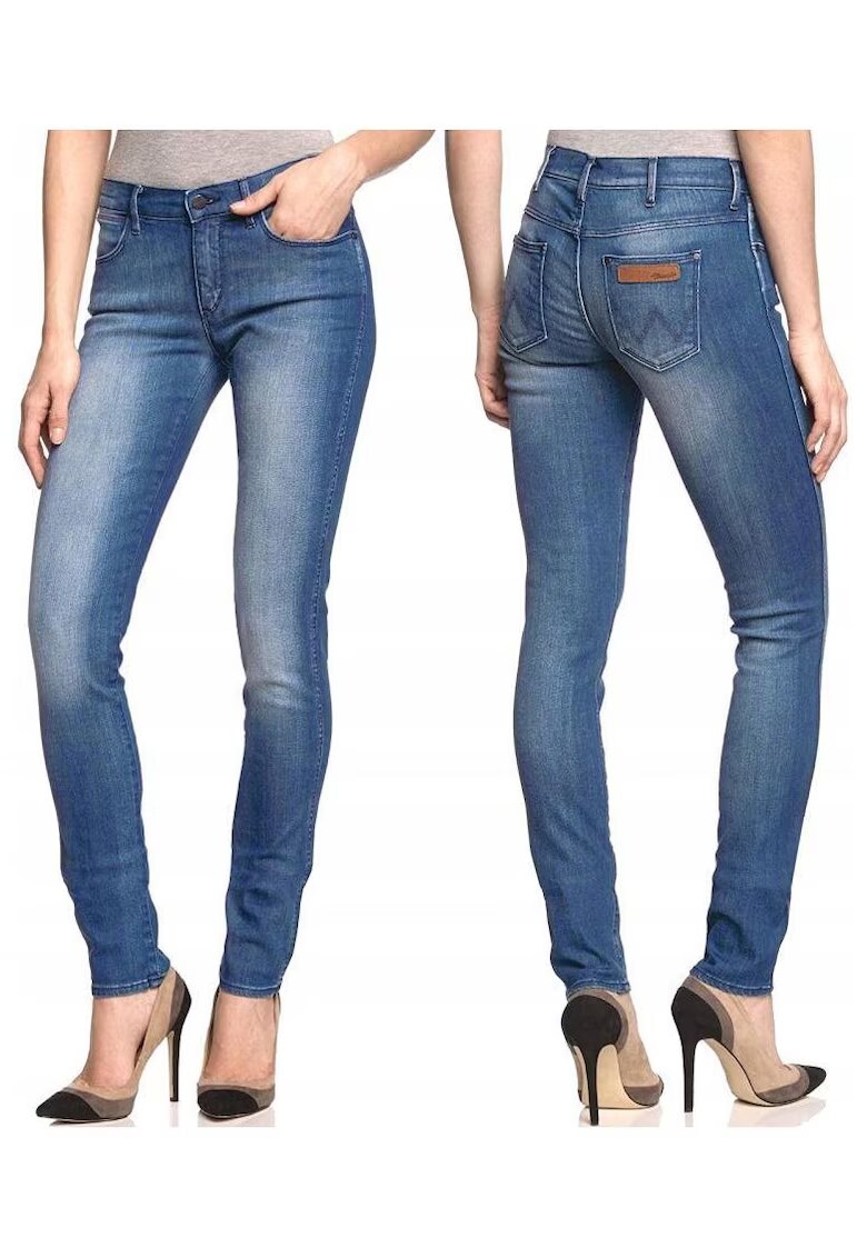 Wrangler Blugi Dama - Corynn - W25-L32 - Bumbac - Fermoar - Lungi - Talie Medie - 5 Bunzuare - High-Quality - Albastru