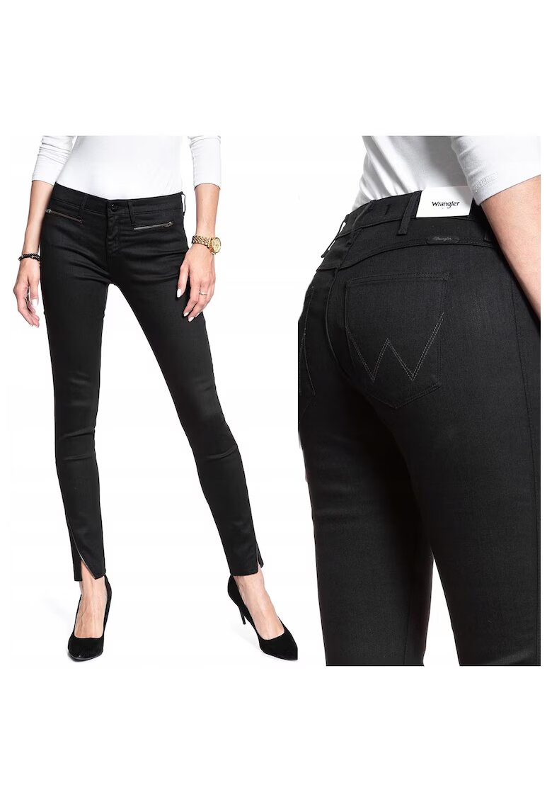 Wrangler Blugi Dama - Corynn - W26-L32 - Bumbac - Fermoar - Lungi - Talie Medie - 4 Bunzuare - High-Quality - Negru