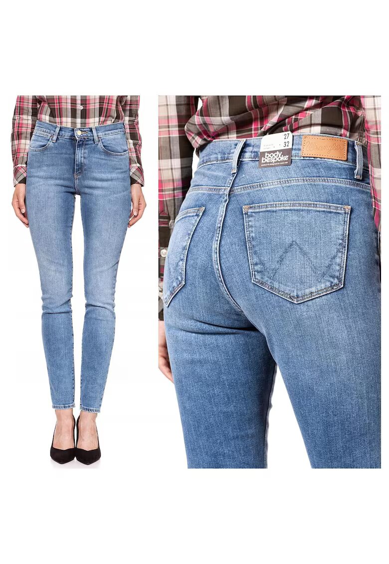 Wrangler Blugi dama - High Rise Skinny - 10625-184 - Bumbac - Lungi - Petite - Denim - W24-L32 US - Albastru