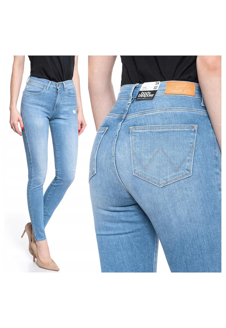 Wrangler Blugi dama - High Rise Skinny - 18903-184 - Bumbac - Lungi - Petite - Denim - W24-L32 US - Albastru