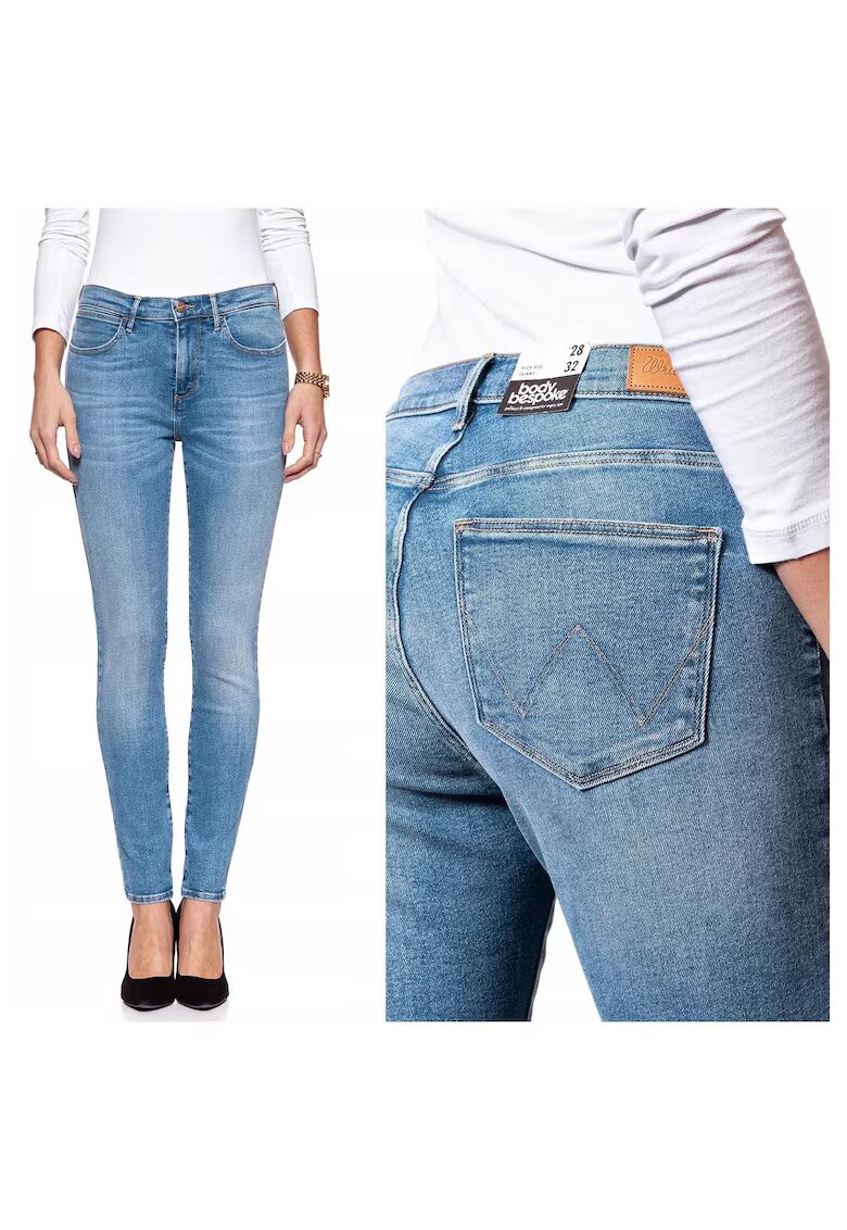 Wrangler Blugi dama - High Rise Skinny - 8553-184 - Bumbac - Lungi - Petite - Denim - W24-L32 US - Albastru