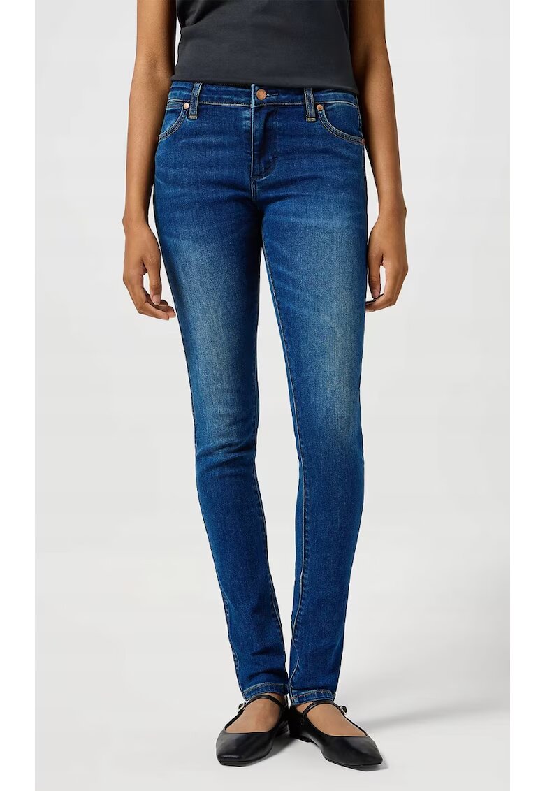 Wrangler Blugi pentru dama skinny albastru bumbac - Albastru