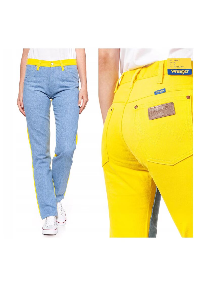 Wrangler Blugi slim cu talie medie - albastru - galben