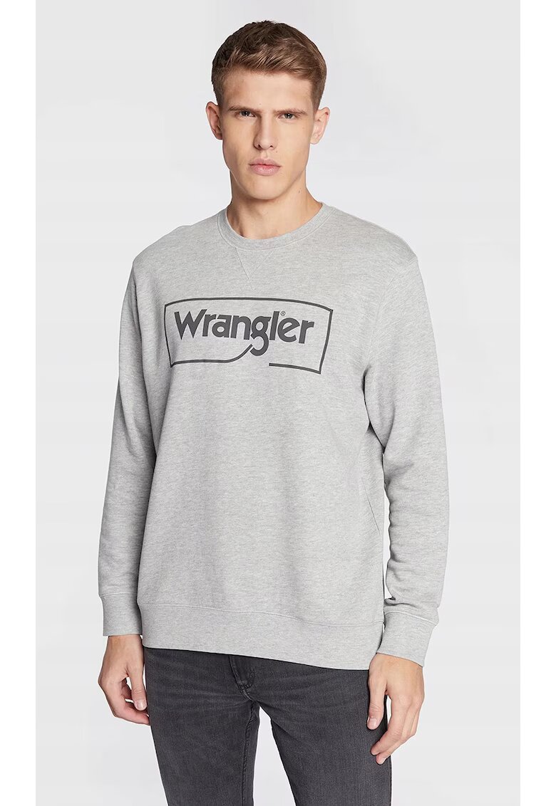 Wrangler Bluza Frame Logo - gri - bumbac elastic - croiala clasica -