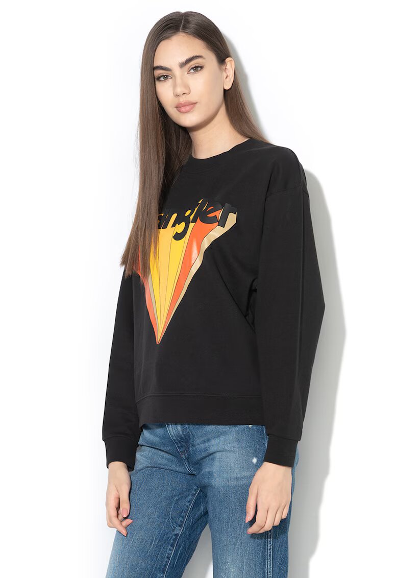 Wrangler Bluza sport cu imprimeu logo - Negru/Portocaliu