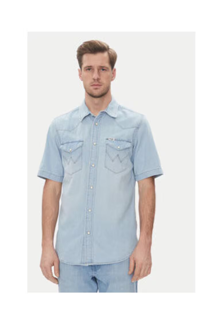 Wrangler Camasa albastru bumbac - Albastru