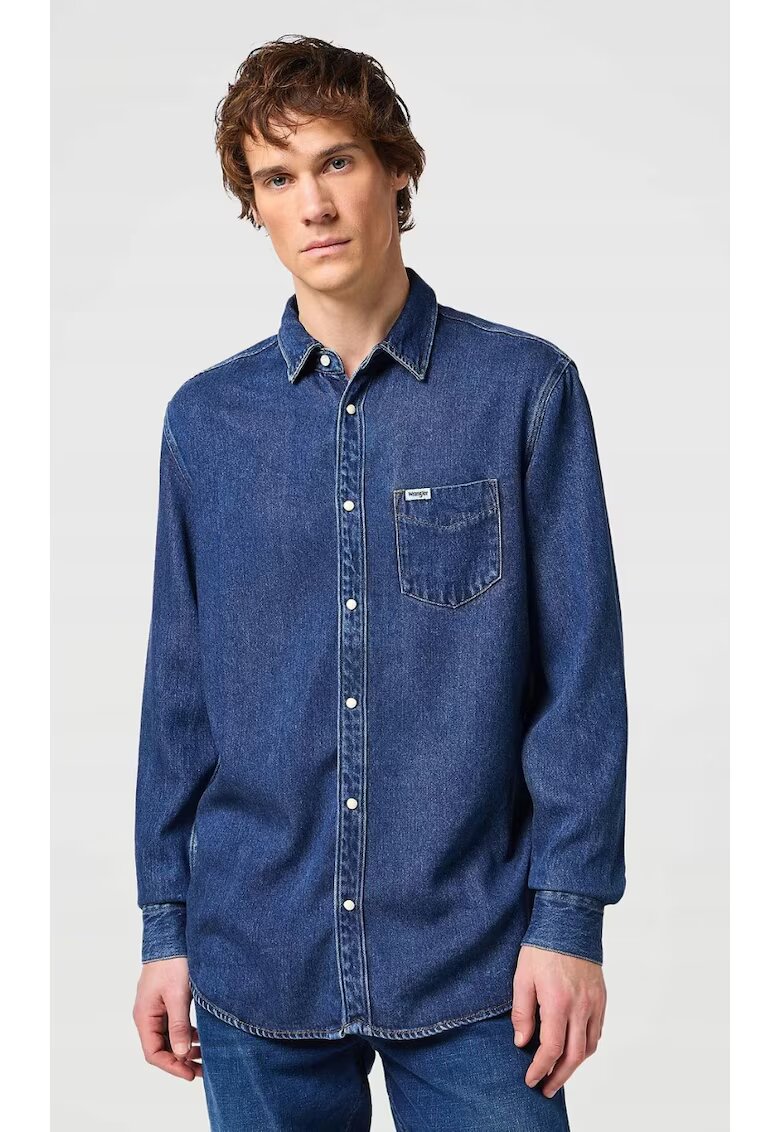 Wrangler Camasa barbati - 1 buzunar - croiala regulata - bleumarin - denim