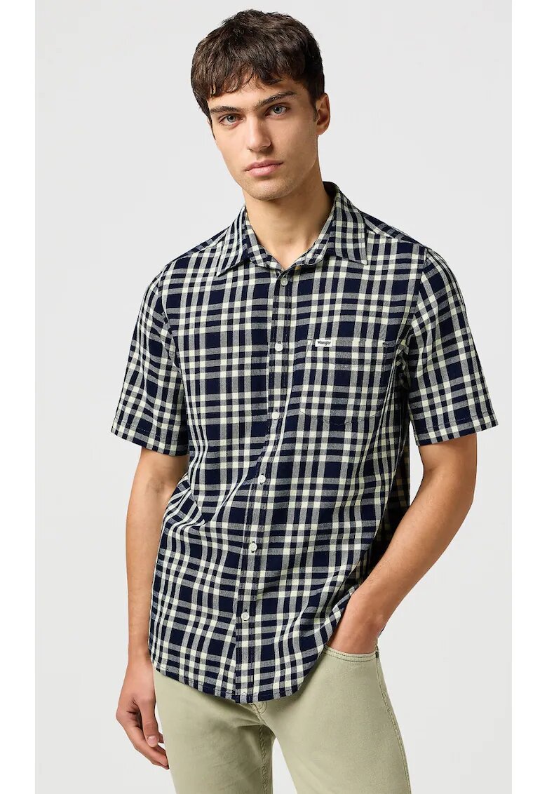 Wrangler Camasa barbati - bumbac - albastru - maneca scurta - Albastru