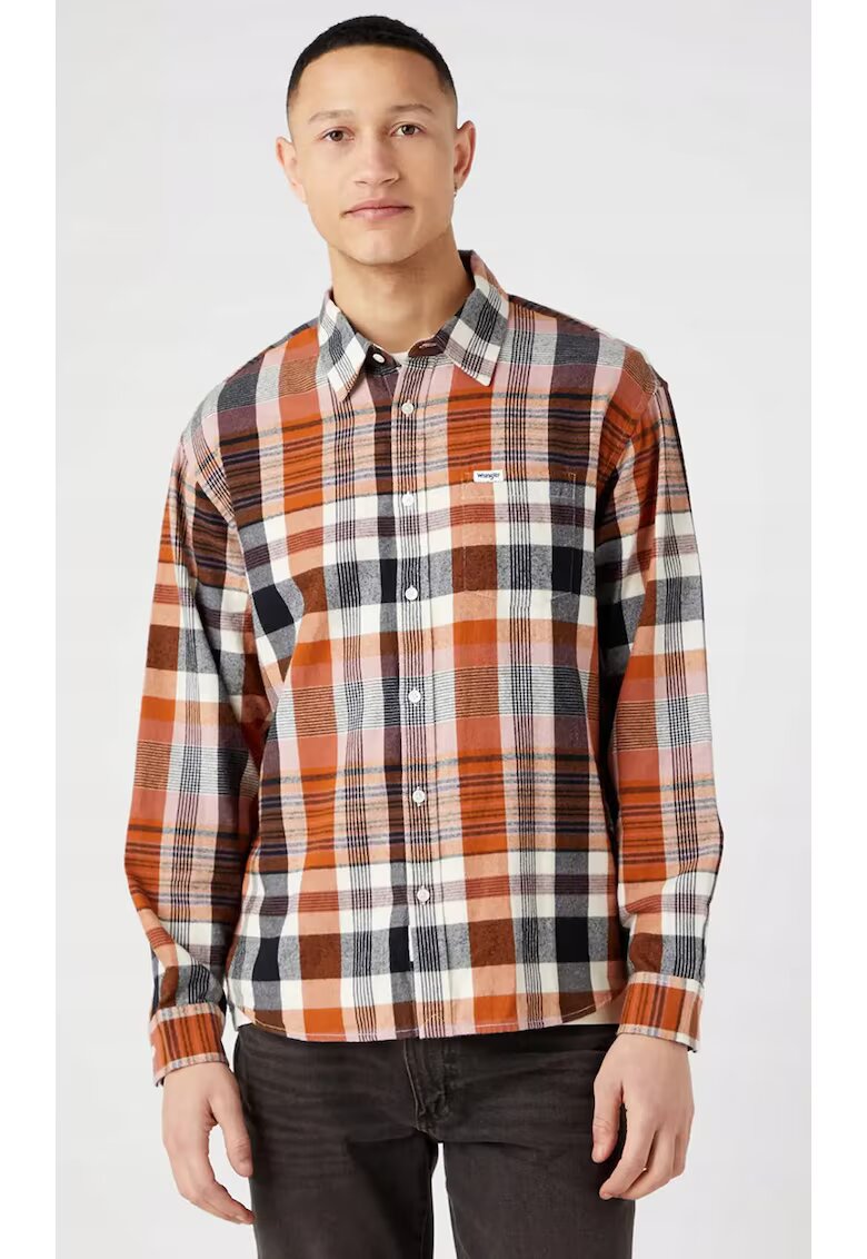 Wrangler Camasa barbati - carouri - multicolor - bumbac - maneca scurta - supradimensionat