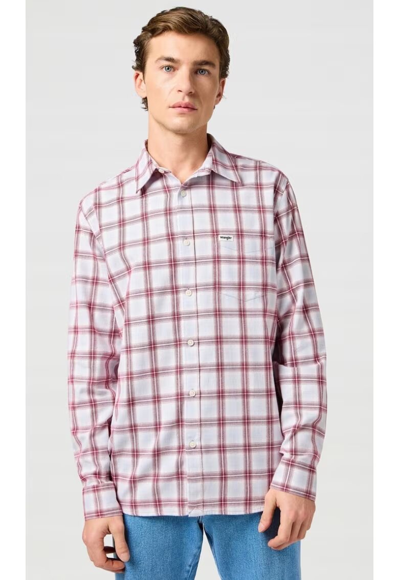 Wrangler Camasa barbati - clasica - bumbac - bej roscat - maneca scurta