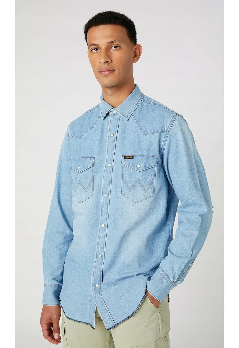 Wrangler Camasa barbati - Heritage - regular fit - albastru - bumbac