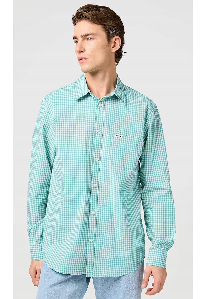 Wrangler Camasa barbati - Latigo - verde - bumbac - maneca scurta - croiala regular fit
