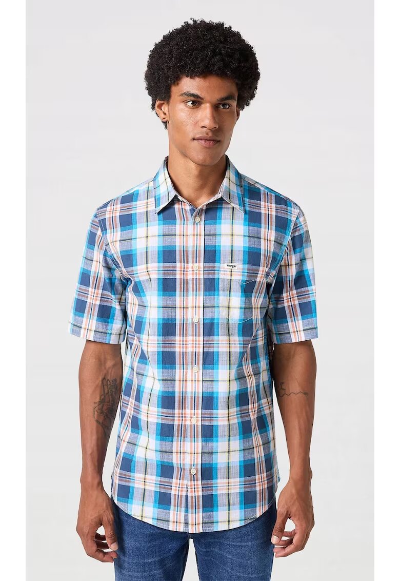 Wrangler Camasa barbati - navy - bumbac - maneca scurta - regular fit