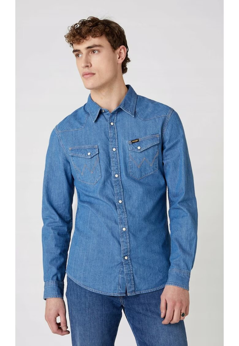 Wrangler Camasa barbati - Slim Fit - Albastru - Bumbac