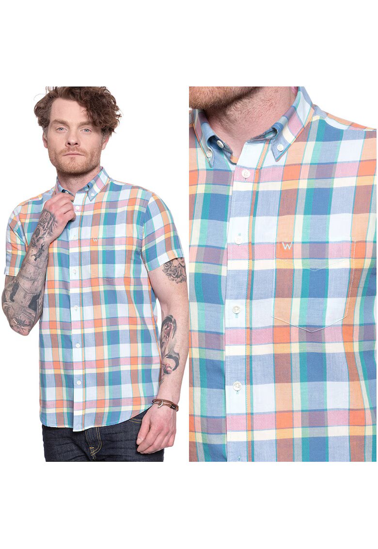 Wrangler Camasa Barbati - Ss 1 Pkt Button Down - Croi: Regular Fit - Inchidere: Nasturi - Compozitie Material: 100% Bumbac - Numar Buzunare: 1 - Multicolor - 1 Bucata