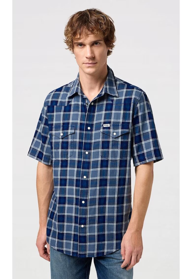 Wrangler Camasa barbati - Western - albastru - bumbac - Albastru