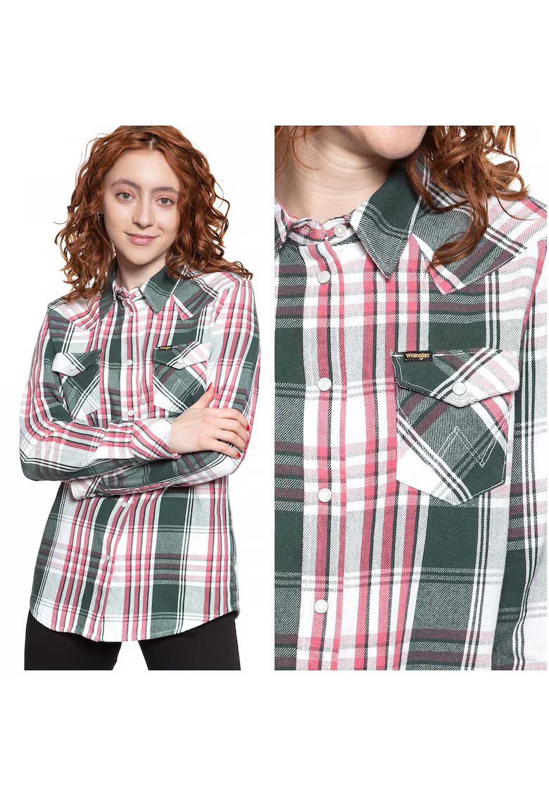 Wrangler Camasa Dama - Boyfriend Western - Croi: Regular Fit - Inchidere: Capse - Compozitie Material: 100% Bumbac - Numar Buzunare: 2 - XS - Multicolor - 1 Bucata