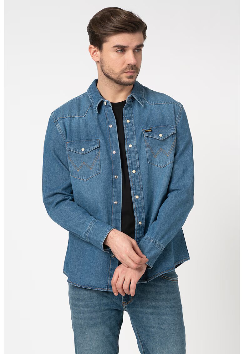 Wrangler Camasa regular fit din denim - Albastru inchis