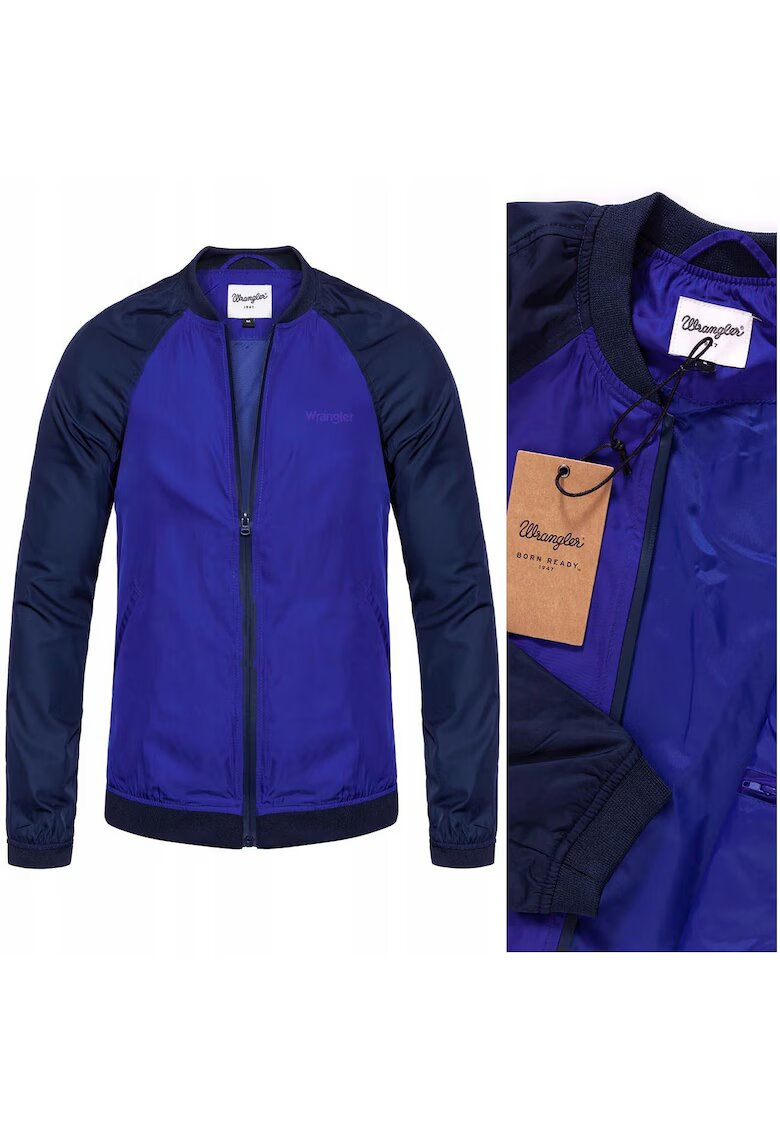 Wrangler Geaca Barbati - Model BOMBER - Croiala Slim Fit - Cu Fermoar - 4 Buzunare - Usoara Si Moderna - Buna Pentru Fiecare Zi Si Tinute Urbane - Marimea S - Albastru