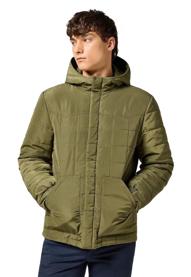 Wrangler Geaca barbati verde iedera - cu gluga - poliester/poliamida