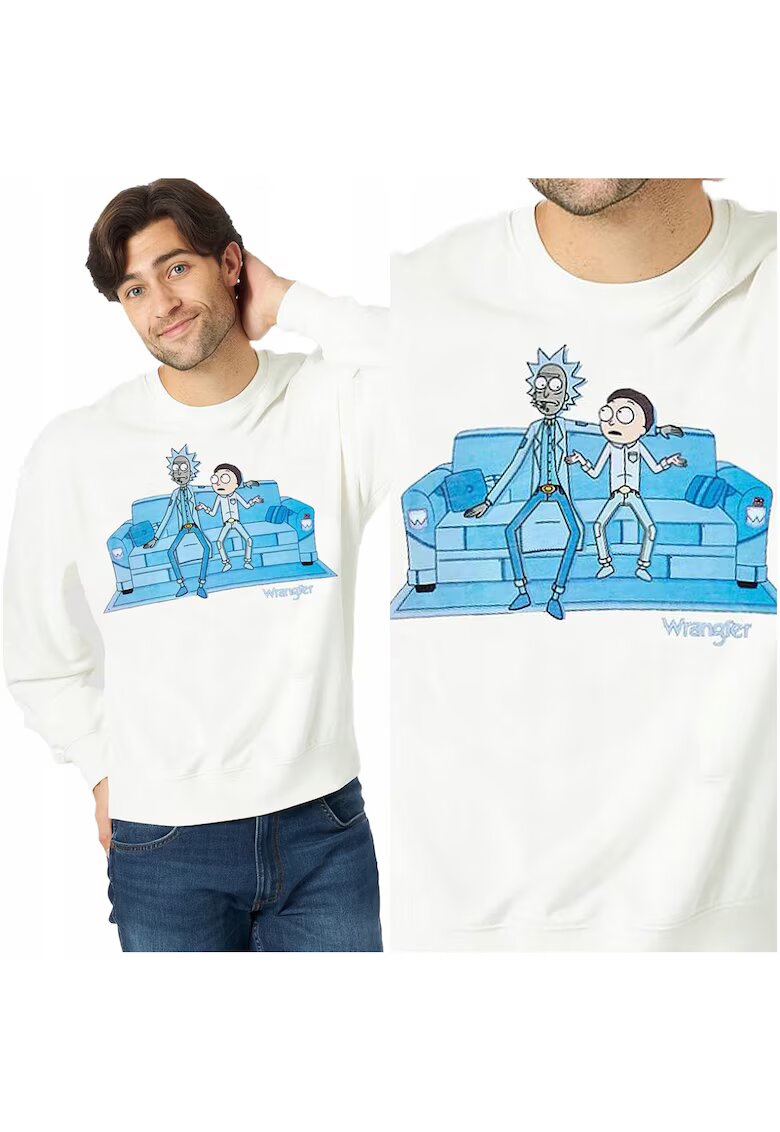 Wrangler Hanorac barbati - Rick & Morty Crew - regular fit - alb - Alb