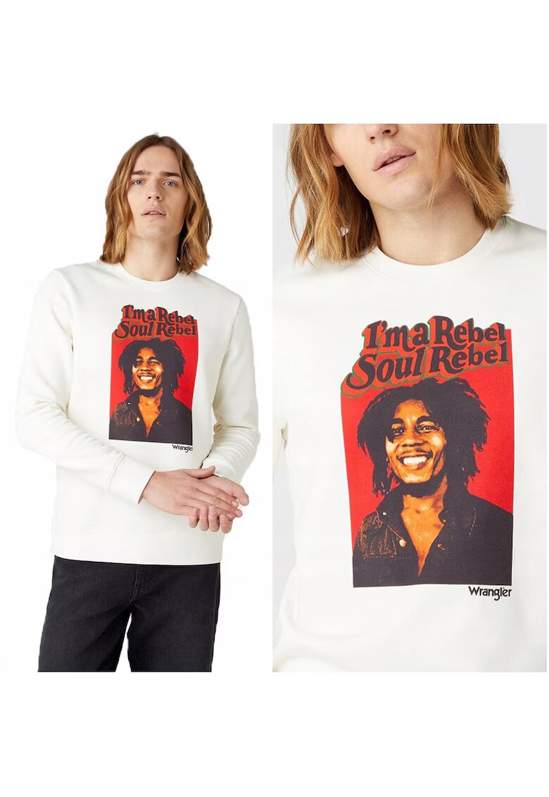Wrangler Hanorac Barbati - Soul Rebel - Nepermis - Regular Fit - 100% Bumbac - Confortabil - Stilat - Durabil - Moale - Ideal Pentru Zi Cu Zi - Marimea 2XL - Alb