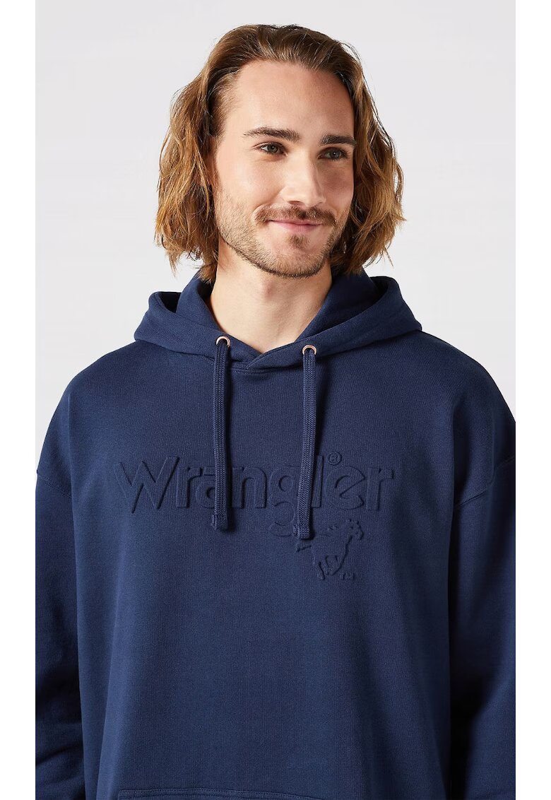 Wrangler Hanorac barbati - We Care - croiala relaxata - albastru marin - bumbac -