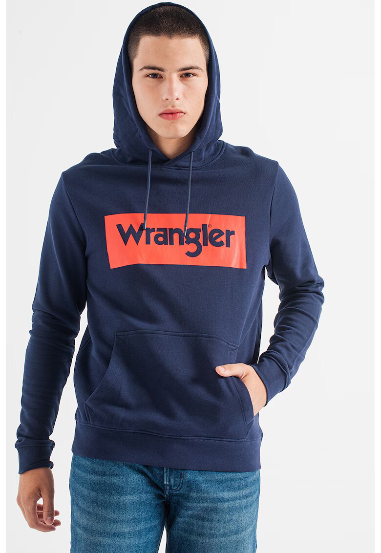 Wrangler Hanorac cu imprimeu logo si buzunar kangaroo - Bleumarin