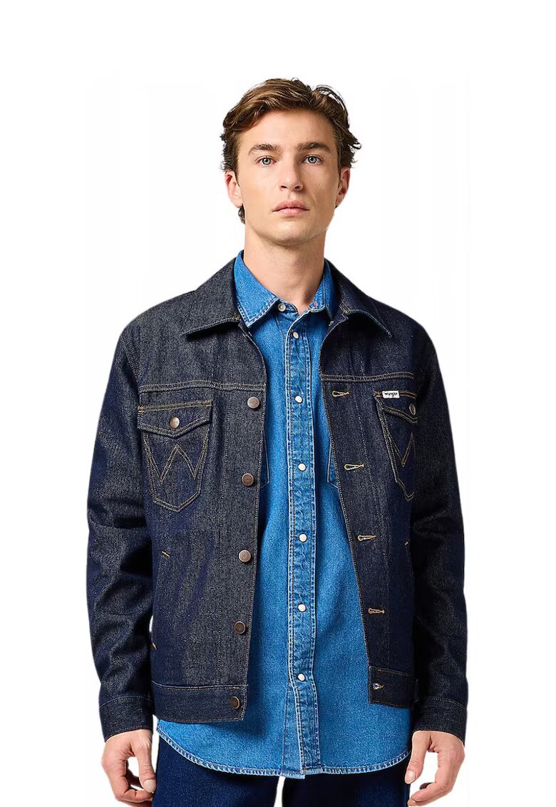 Wrangler Jacheta barbati Regular - albastru marin - doua buzunare cu clapa - bumbac