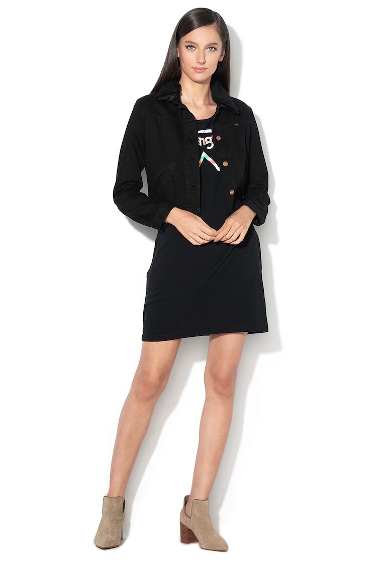 Wrangler Jacheta de denim Sherpa - Negru