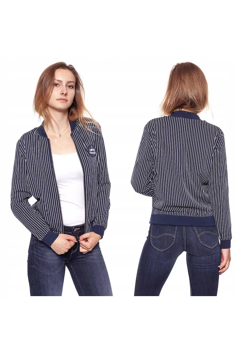 Wrangler Jacheta De Tranzitie - Stripes Bomber - Croiala Regulara - Fermoar - 100% Vascoza - 1 Buzunar Pe Piept - XS - Alb - 1 Bucata