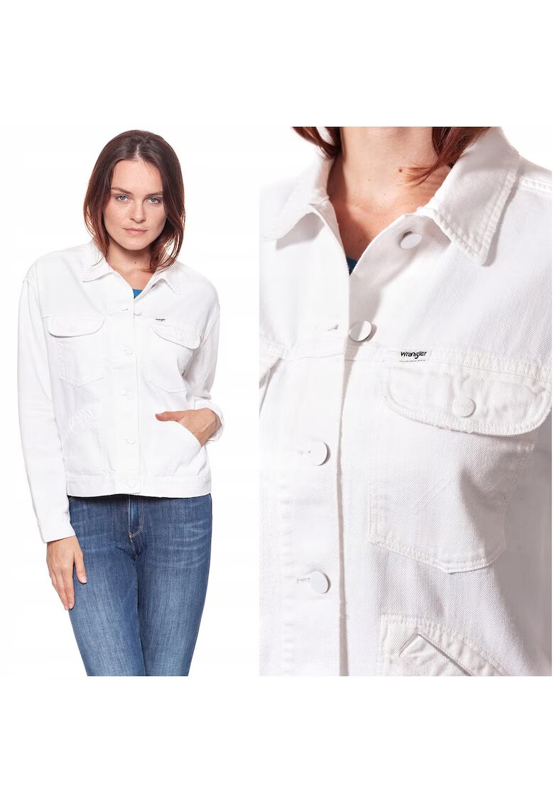 Wrangler Jacheta Din Denim - Jacheta Retro - Croiala Regulara - Inchidere: Nasturi - Compozitie Material: 100% Bumbac - Numar De Buzunare: 4 - M - Alb - 1 Bucata