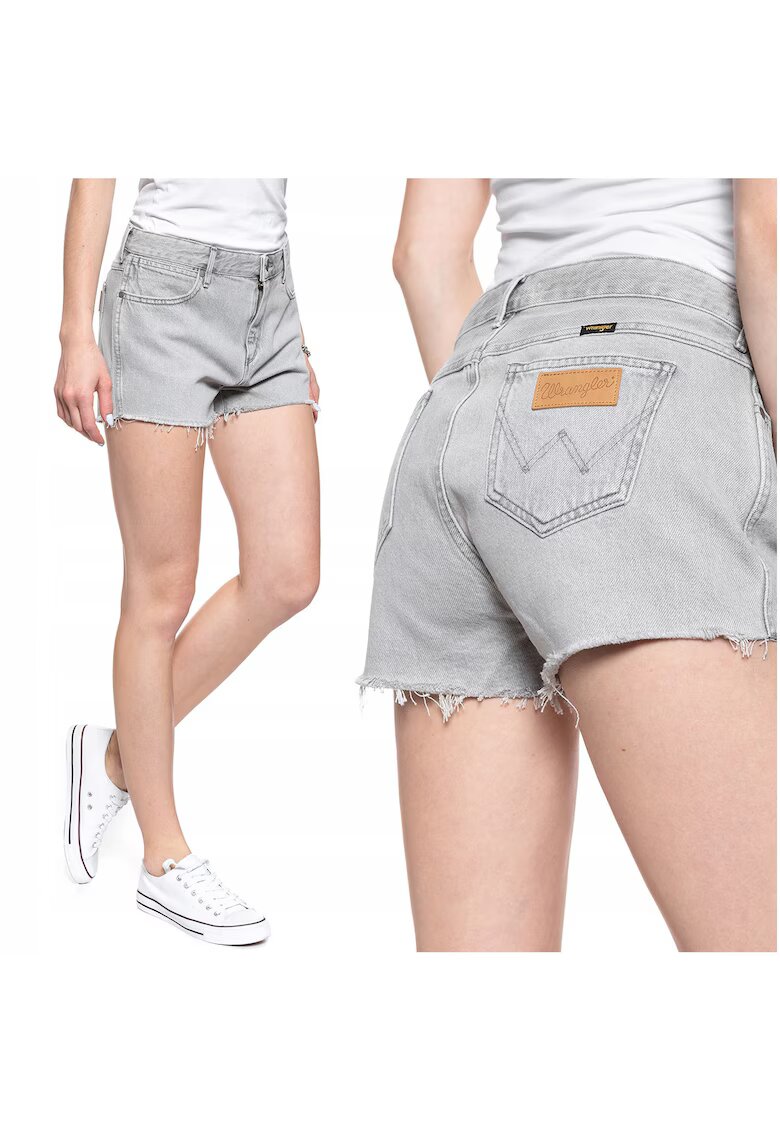 Wrangler Pantaloni scurti din denim cu tiv franjurat - Gri