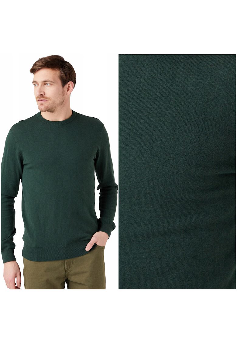 Wrangler Pulover Barbati - Crewneck Knit - Regular Fit - 50% Bumbac - 45% Poliamid - 5% Lana - Calduros - Fara Inchidere - Confortabil - Ideal Pentru Zile Mai Racoroase - Marimea 4XL - Verde