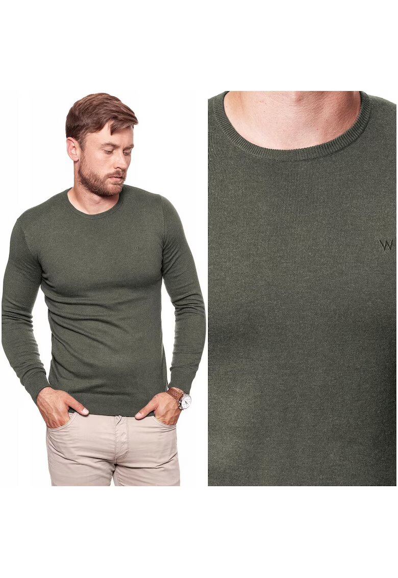 Wrangler Pulover Barbati - Model CREW KNIT - Croiala Clasica Regular Fit - Fara Inchidere - Moale Si Calduros - Cu Amestec De Lana - Bun Pentru Zile Racoroase Si Tinute Zilnice - Marimea 2XL - Verde