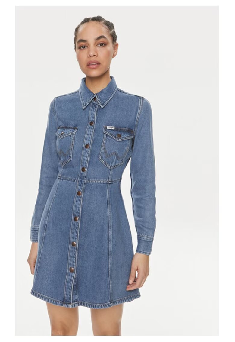 Wrangler Rochie dama - Albastru - Lyocell