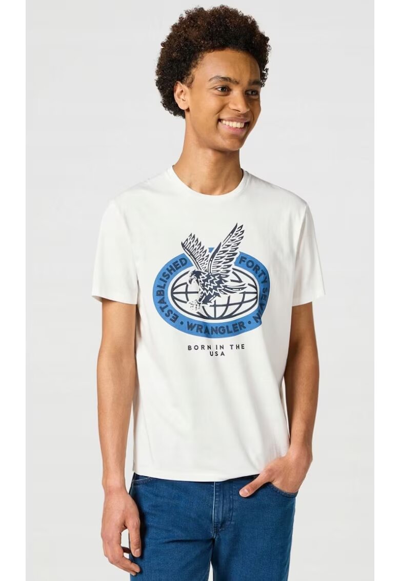 Wrangler Tricou barbati - AMERICANA alb - bumbac - Alb