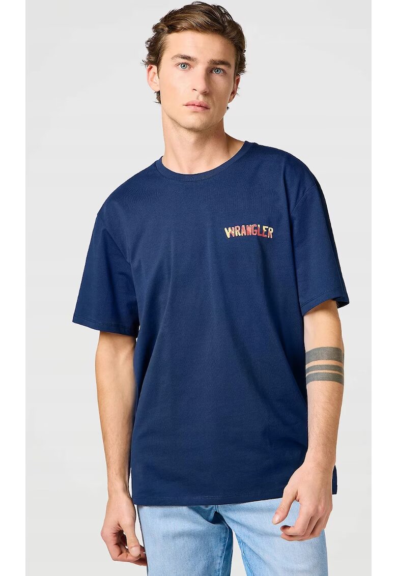 Wrangler Tricou barbati - BIG GRAPHIC TEE - bumbac - albastru - maneca scurta