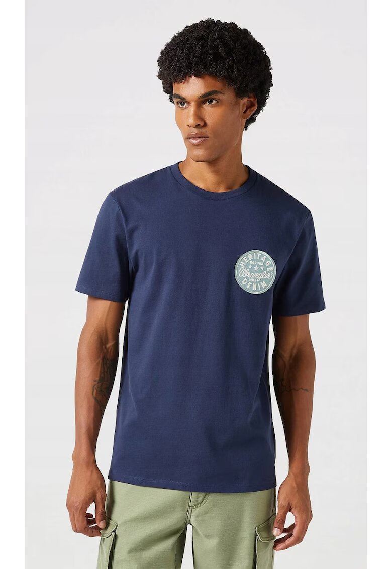 Wrangler Tricou barbati - bleumarin - bumbac - Bleumarin